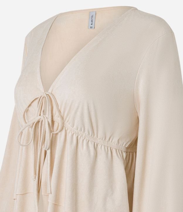 Blusa Bata en Gamuza con Lazo y Volados 8