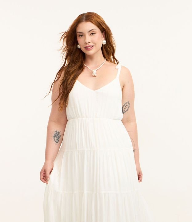 Vestido Midi en Viscosa con Hilo Metalizado y Asa de Moña Curve & Plus Size 3