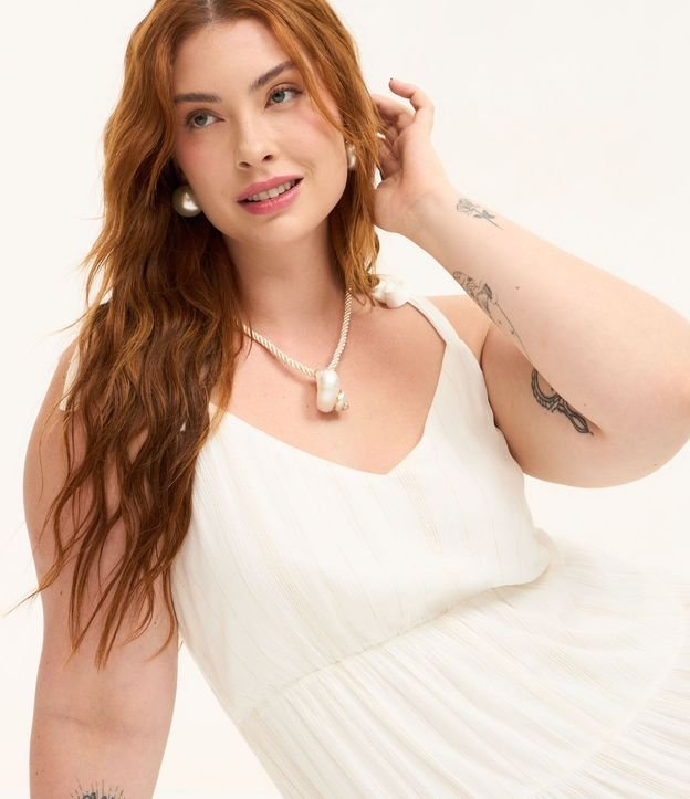 Vestido Midi en Viscosa con Hilo Metalizado y Asa de Moña Curve & Plus Size 4