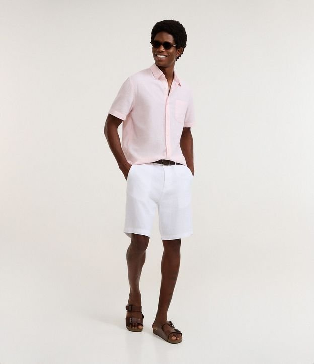 Camisa Comfort Básica en Lino con Bolsillo Delantero 2