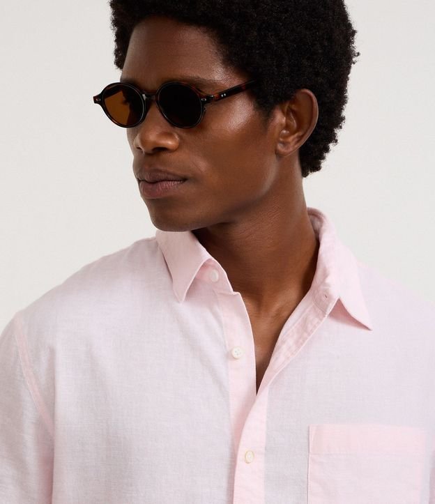 Camisa Comfort Básica en Lino con Bolsillo Delantero 3