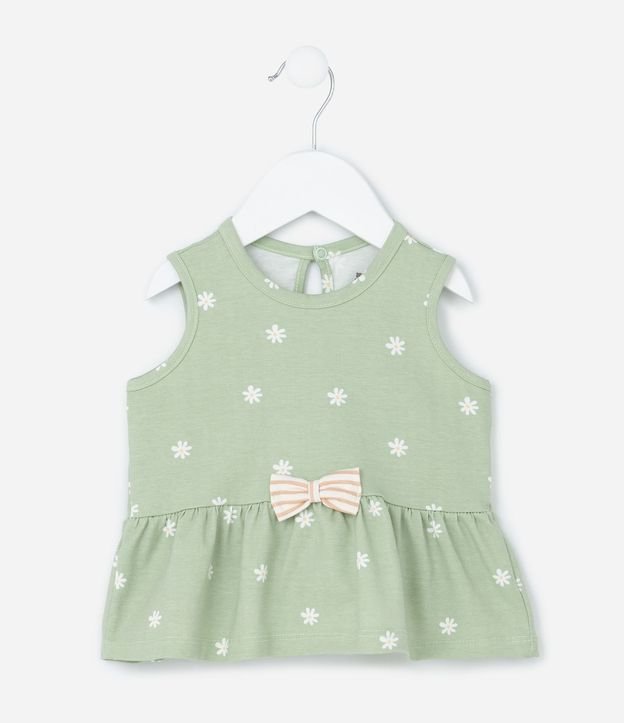 Conjunto Infantil en Malla con Moña y Estampa de Flores - Talle 0 a 18 meses 5