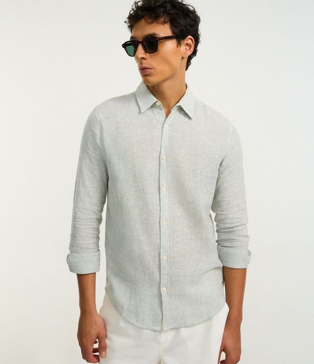 Camisa con Lino Cuello Inglés y Abotonado 1
