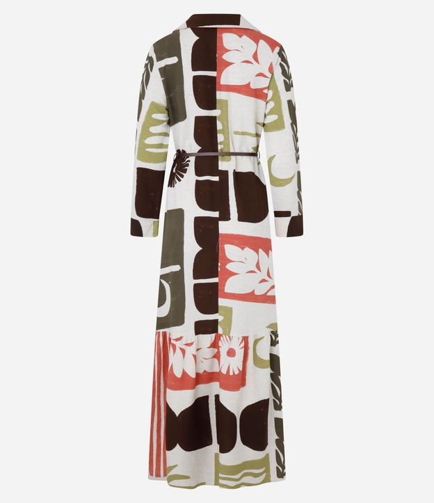Vestido Chemise Evasê Midi en Viscolino con Estampa Xilogravura 6