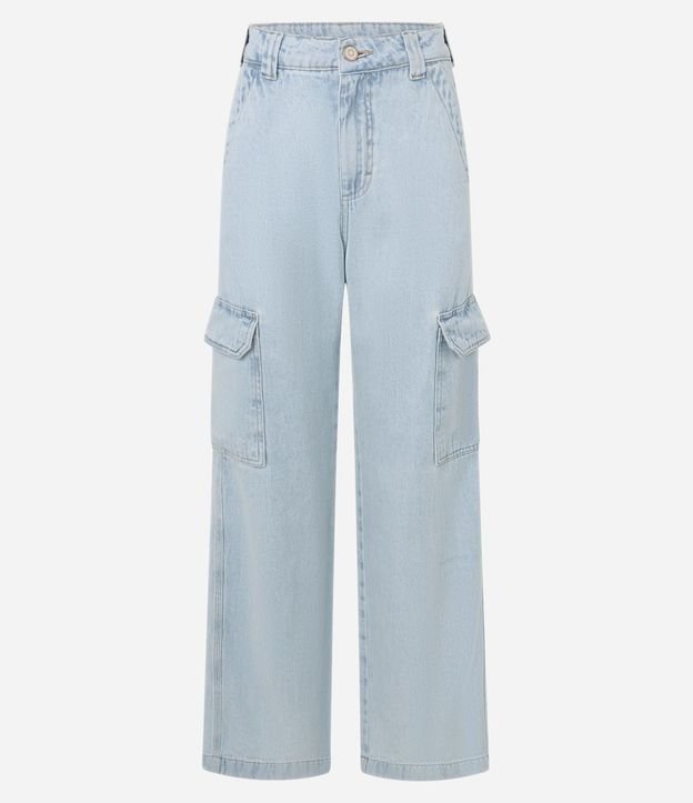 Pantalón Recto Comfort en Jeans con Bolsillos Cargo 6
