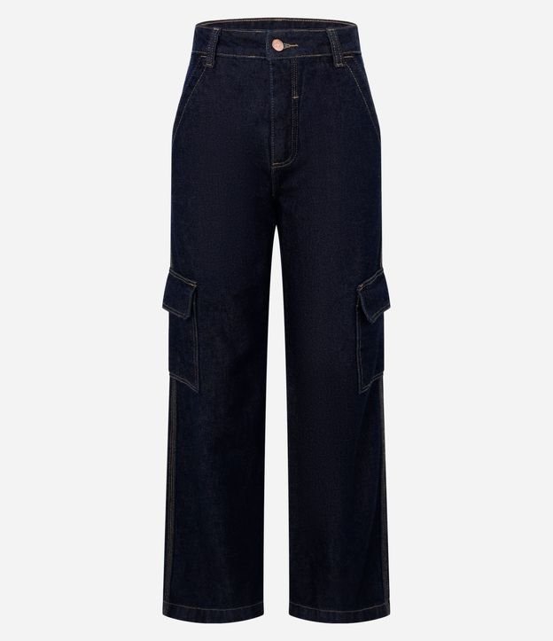 Pantalón Recto Comfort en Jeans con Bolsillos Cargo 2