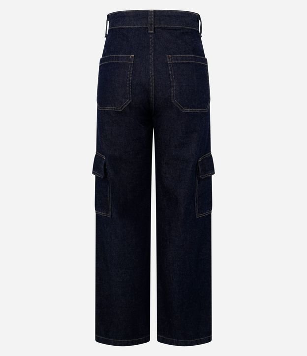 Pantalón Recto Comfort en Jeans con Bolsillos Cargo 4