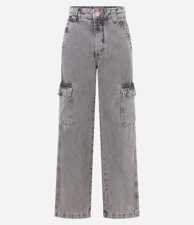Pantalón Recto Comfort en Jeans con Bolsillos Cargo