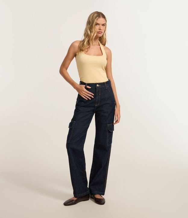 Pantalón Recto Comfort en Jeans con Bolsillos Cargo 5