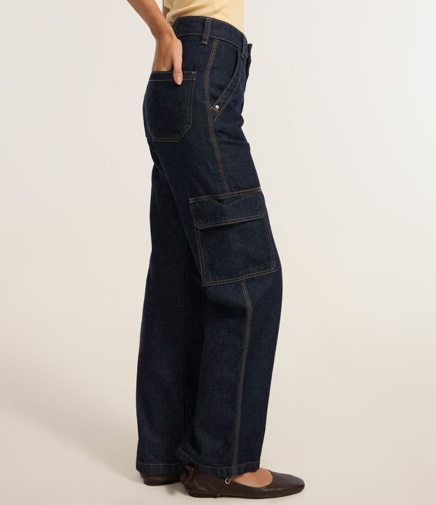 Pantalón Recto Comfort en Jeans con Bolsillos Cargo 7
