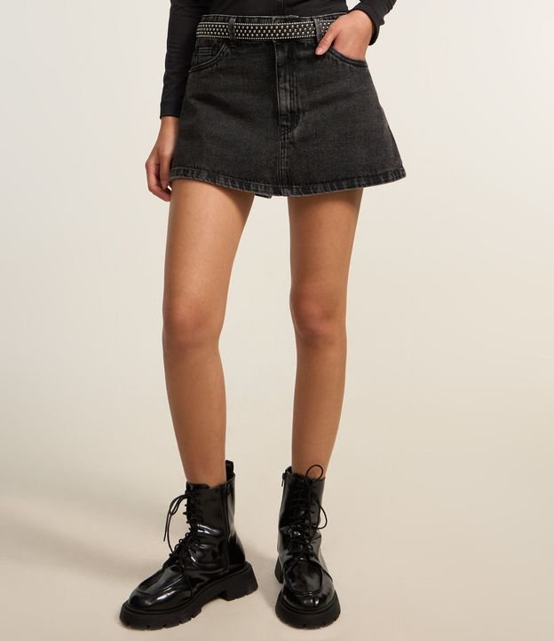 Short Pollera Jeans con Efecto Marmoleado 3