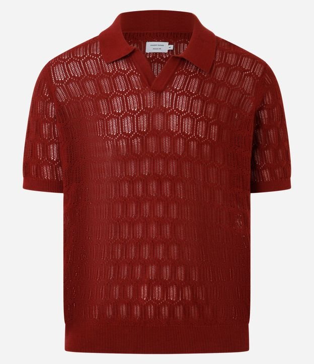 Camisa Polo Regular en Algodón Texturizada con Cuello en V