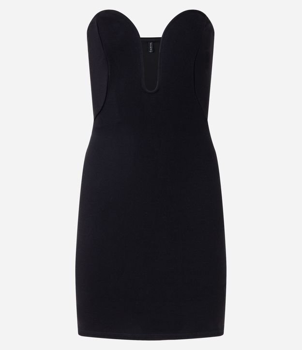 Vestido corto sin Manga en Ponto Roma con Escote Corazón Profundo 5