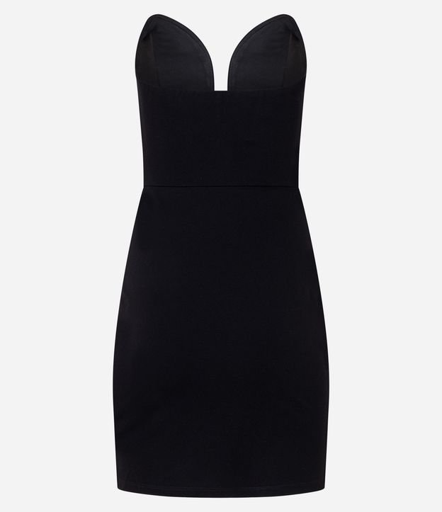 Vestido corto sin Manga en Ponto Roma con Escote Corazón Profundo 6