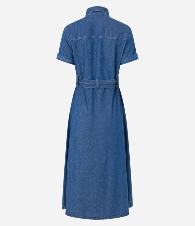 Vestido Midi en Jeans con Cinturón y Bolsillos Utilitários 8