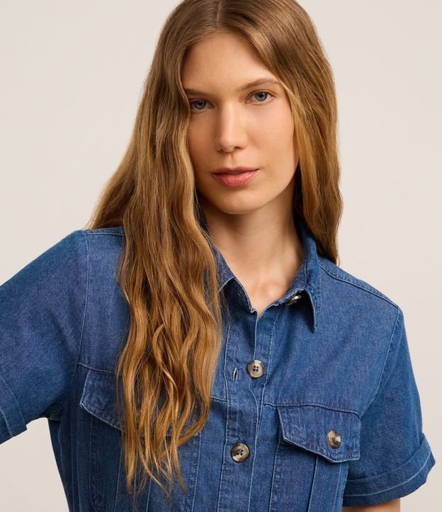 Vestido Midi en Jeans con Cinturón y Bolsillos Utilitários 6