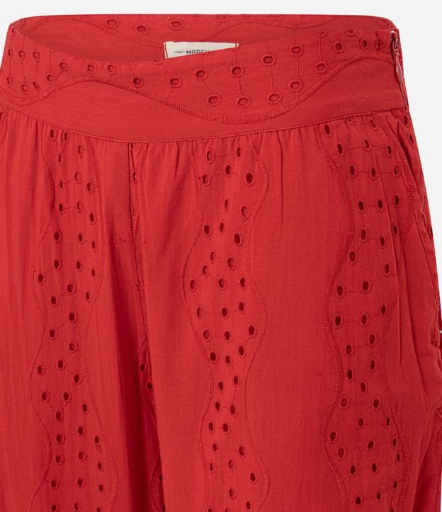 Pantalón Recto Cintura Alta en Laise con Textura Vazada 6