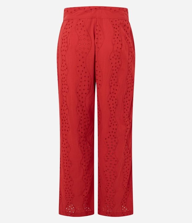 Pantalón Recto Cintura Alta en Laise con Textura Vazada 7