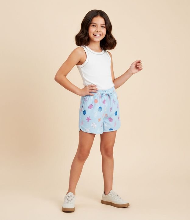 Short Infantil Runner en Microfibra Mini Ícones de Caracolas - Talle 5 a 14 años