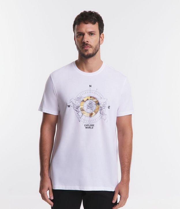 Remera Comfort en Algodón con Estampa de Brújula