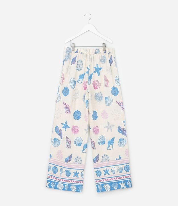 Pantalón Infantil Wide LEg en Viscolino con Estampa de Caracolas - Talle 5 a 14 años 3