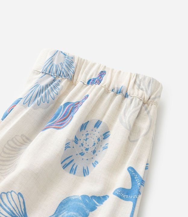 Pantalón Infantil Wide LEg en Viscolino con Estampa de Caracolas - Talle 5 a 14 años 5