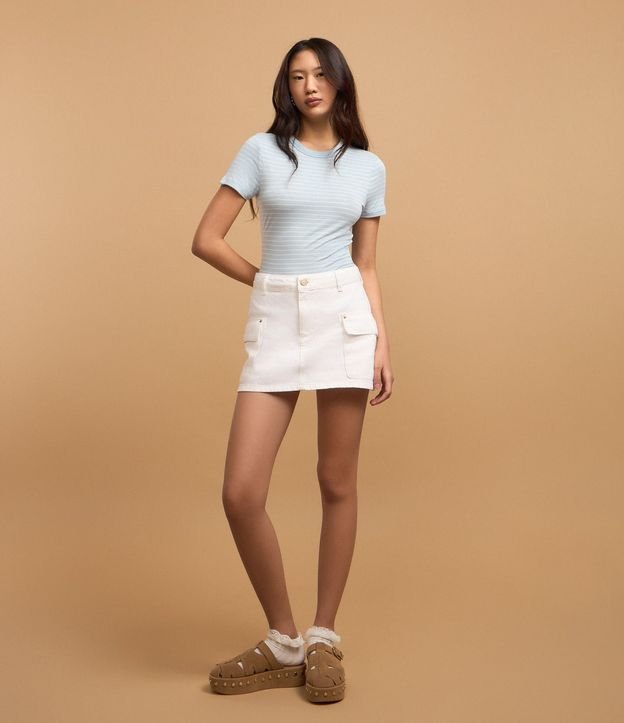 Blusa Cropped en Rib Básica Rayada 2