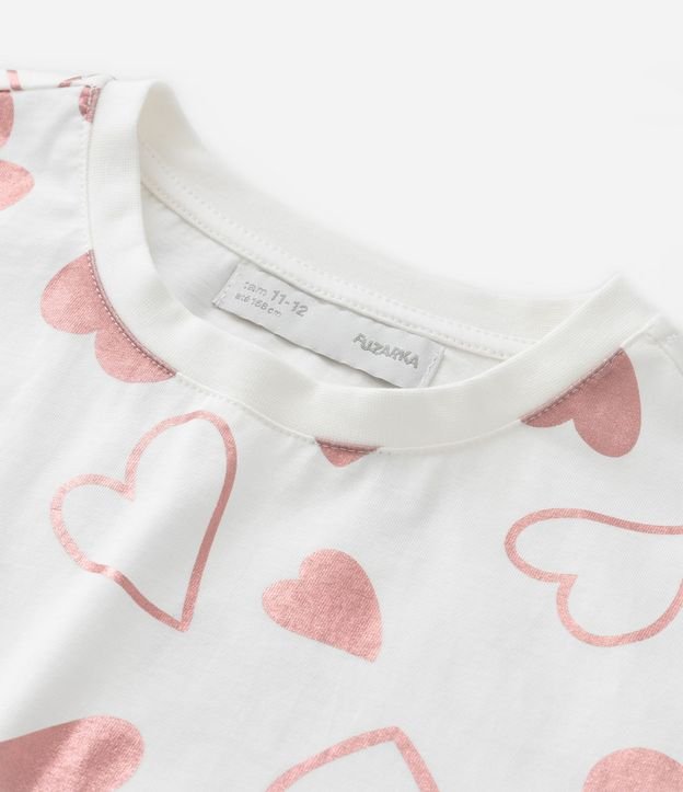 Remera Corta Infantil con Estampa de Corazones - Talle 5 a 14 años 5