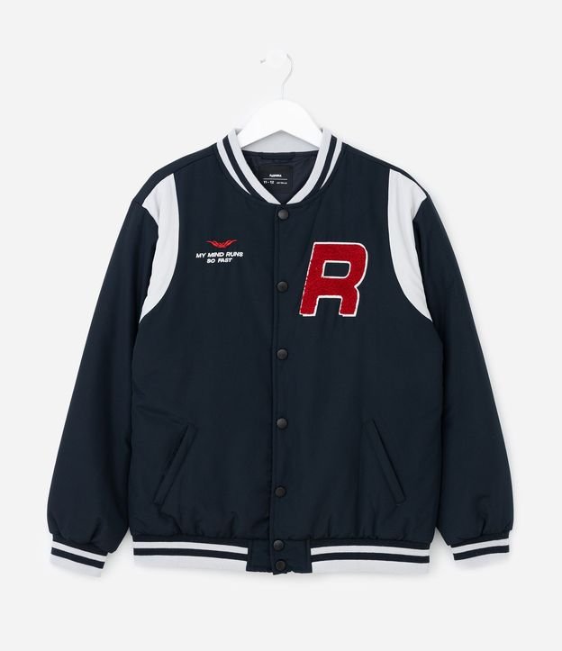 Campera Bomber Infantil con Recortes Contrastante - Talle 5 a 14 años 2