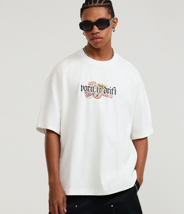 Remera Oversized en Algodón con Estamoa Frente y espalda Adrenaline