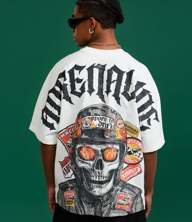 Remera Oversized en Algodón con Estamoa Frente y espalda Adrenaline