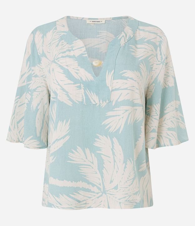 Blusa en Viscosa con Escote V y Estampa Follaje 6