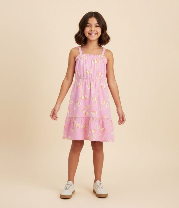 Vestido Infantil con Estampa de Certezas - Talle 5 a 14 años