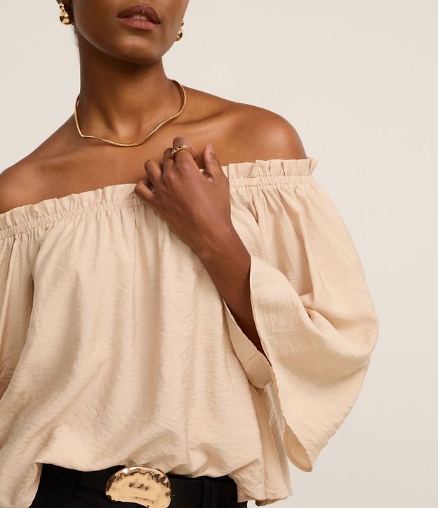 Blusa Hombro a Hombro en Voile con Manga Amplia 3