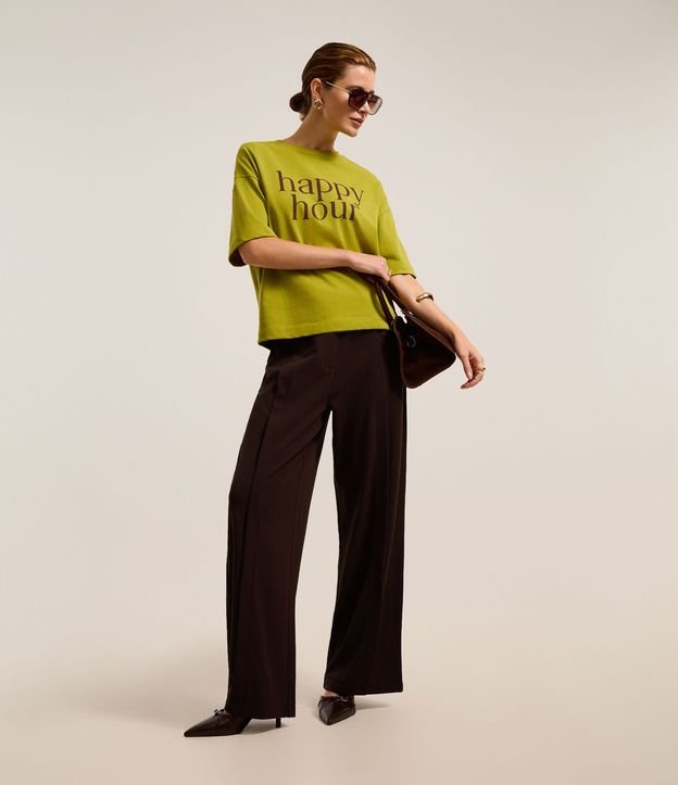 Remera en Malla con Lettering Happy Hour