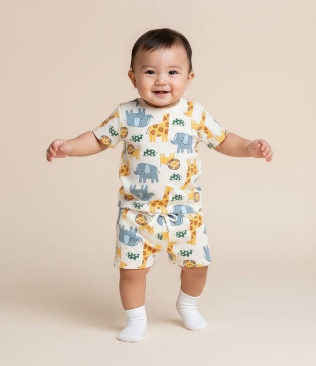 Conjunto Infantil con Estampa de Animalitos - Talle RN a 18 meses