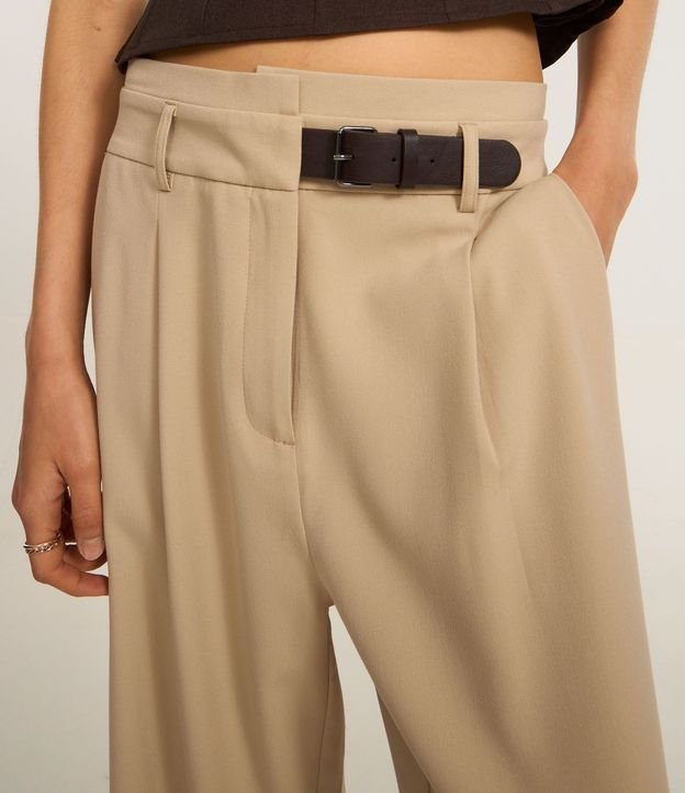 Pantalón Recto Sastrería con Medio Cinturón Incorporado 4