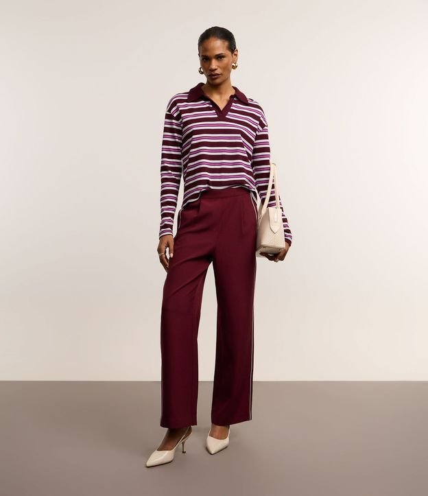 Blusa en Algodón con Rayas y Cuello Polo 2