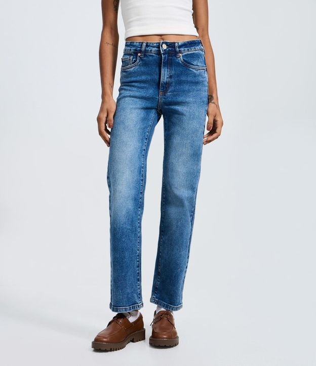 Pantalón Recto Cintura Alta en Jeans Elastizado 3