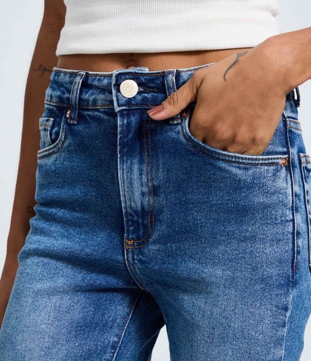 Pantalón Recto Cintura Alta en Jeans Elastizado 4