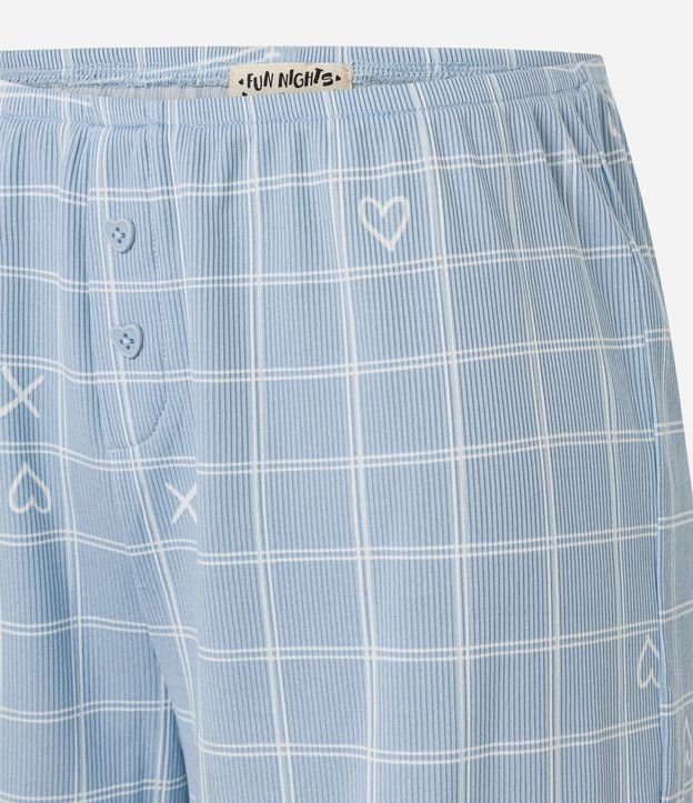 Short de Pijama en Rib con Estampa de Cuadros y Bajo Frufru 6