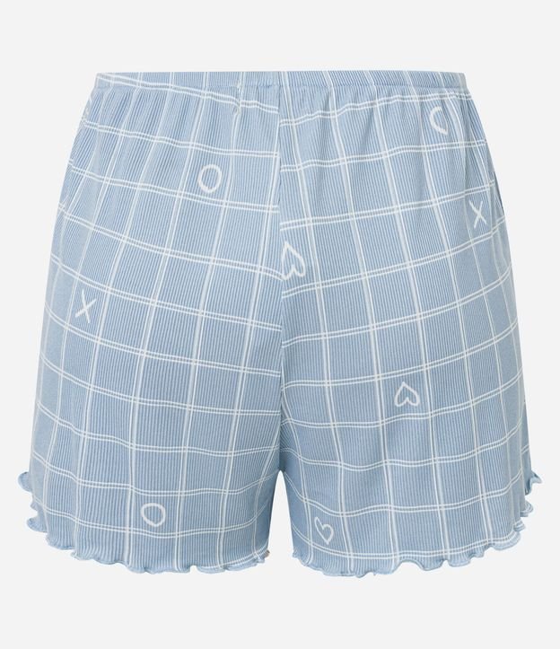 Short de Pijama en Rib con Estampa de Cuadros y Bajo Frufru 7