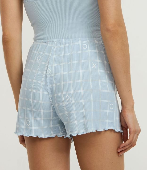 Short de Pijama en Rib con Estampa de Cuadros y Bajo Frufru 4