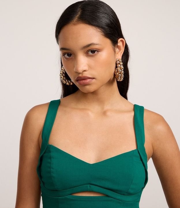 Blusa Cropped en Bengalina con Escote Corazón 3