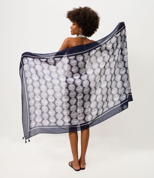 Canga de Playa en Chiffon con Estampado de Lunares y Tassels