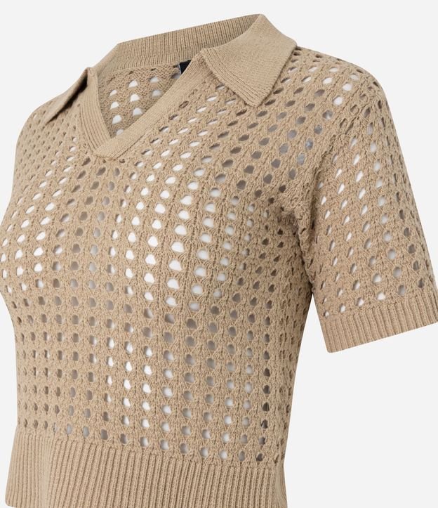 Blusa en Punto con Punto Cutout y Cuello Polo 7