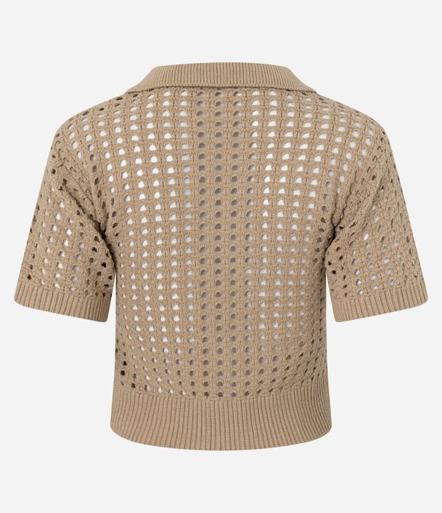 Blusa en Punto con Punto Cutout y Cuello Polo 8
