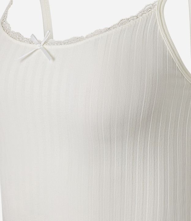 Blusa Texturizada en Seamless de Bretel Fino con encaje y moña 2