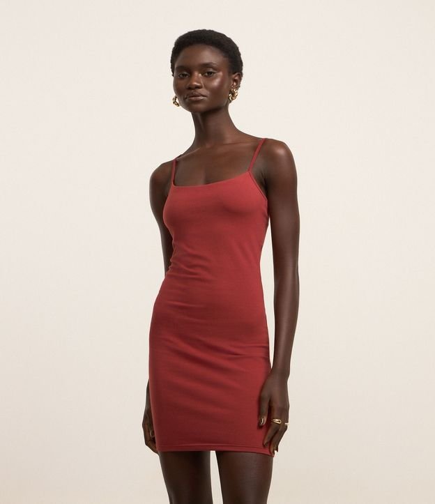 Vestido Corto en Algodón con Breteles Finos