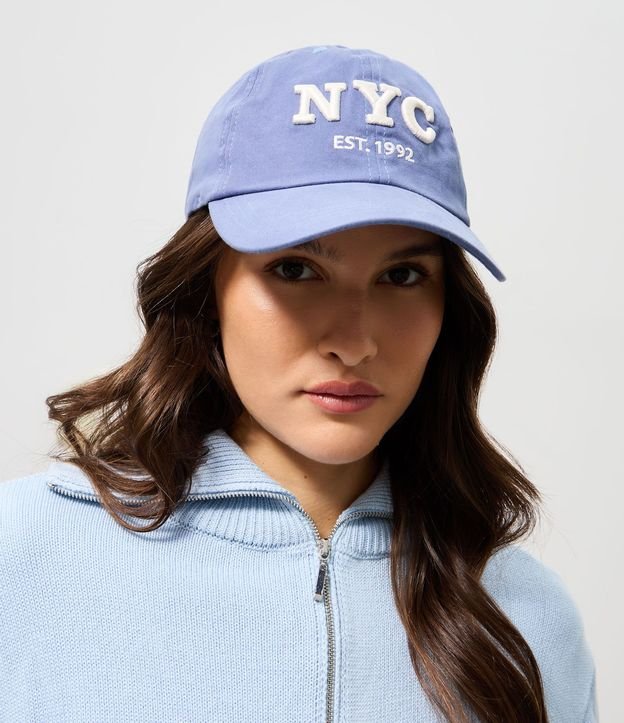 Gorra en Sarga con Estampa Bordada NYC
